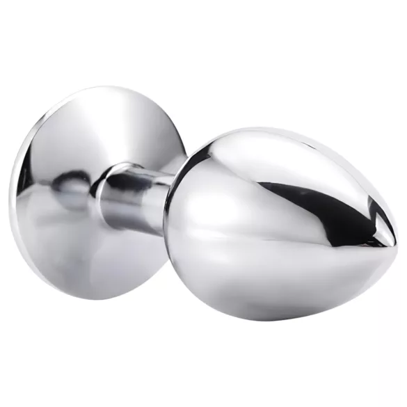 Sunfo - Metal Anal Plug with Pink Gemstone (Silver)