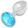 Sunfo - Silver Metal Anal Plug with Light Blue Gem