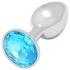 Sunfo - Silver Metal Anal Plug with Light Blue Gem