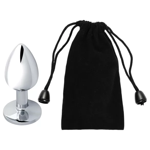 Sunfo - Silver Metal Anal Plug with Light Blue Gem