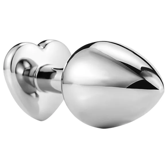Sunfo - Metal Heart Red Gem Anal Plug (Silver)