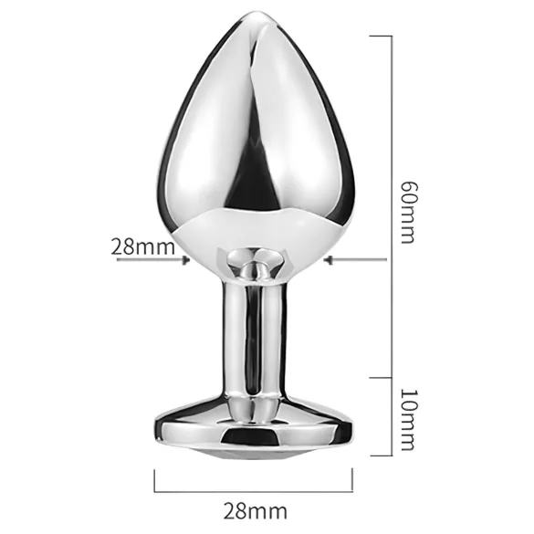 Sunfo - Metal Heart-Shaped Anal Plug with Golden Gem (Silver)