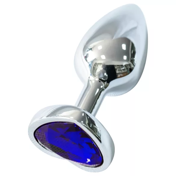 Sunfo - Heart Gem Silver Anal Plug with Dark Purple Stone