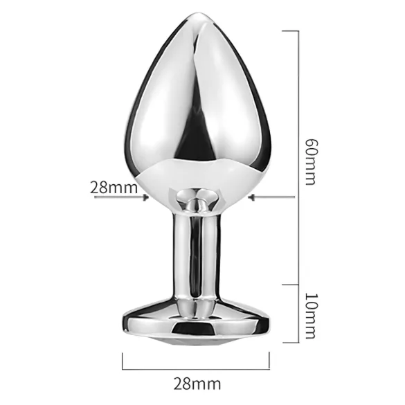 Sunfo - Heart Gem Silver Anal Plug with Dark Purple Stone