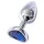 Sunfo - Metal Heart-Shaped Anal Plug with Blue Gem (Silver)