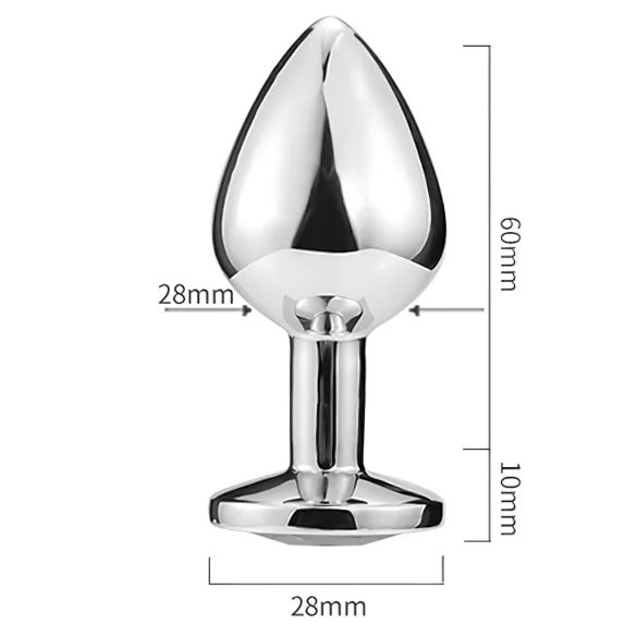 Sunfo - Metal Heart-Shaped Anal Plug with Blue Gem (Silver)