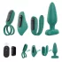 Sex HD - rechargeable, remote-controlled, 4-piece vibrator set (green)