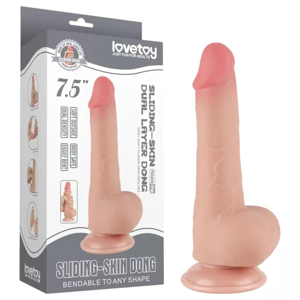 Sliding-Skin - double-layer dildo with suction cup - 19.5 cm (flesh)