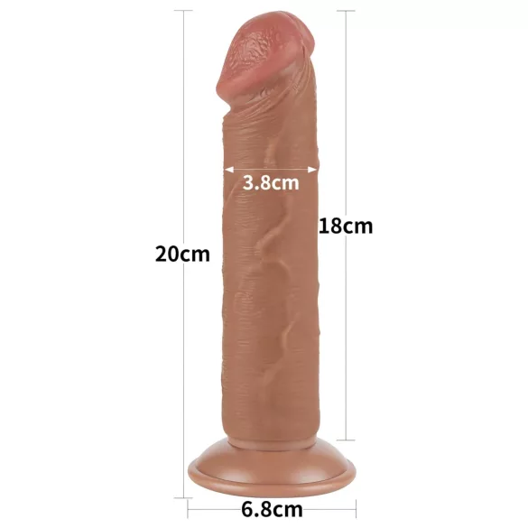 Lovetoy Sliding-Skin - Suction Cup Dual-Layer Dildo - 20cm (Natural)