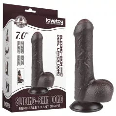   Lovetoy Sliding-Skin - Dual-Layer Dildo with Balls - 18.3cm (Brown)