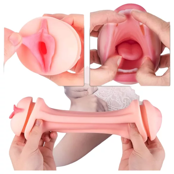 Vibeconnect - Lifelike Mouth & Black/Natural Masturbator