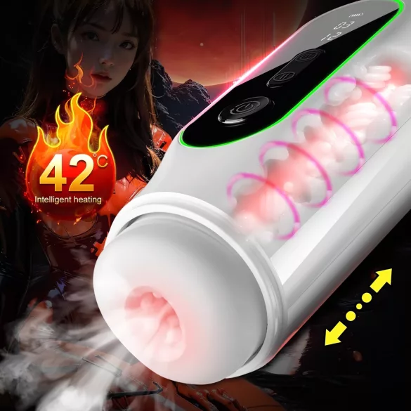 Leopard - Vibrating Up-Down Male Stroker (Black)