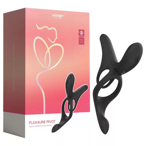 Honey Play Box Pleasure Pivot - App-controlled vibrating penis and testicle ring for men (black)
