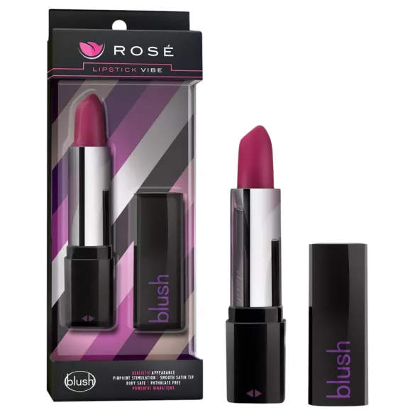 Blush Lipstick Rosé - Waterproof Lipstick Vibrator (Black-Pink)