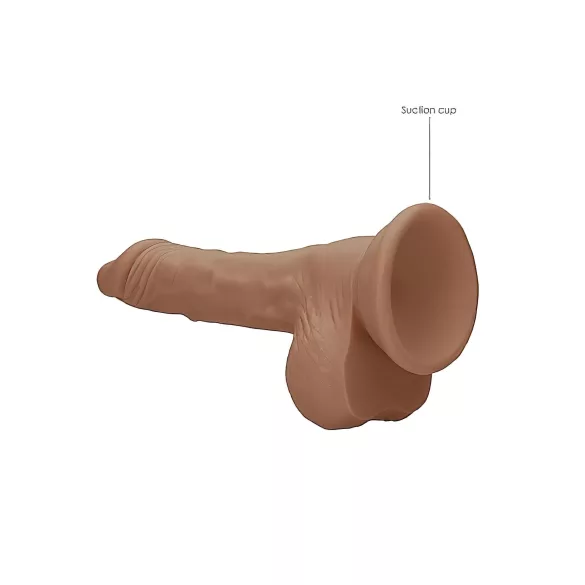 RealRock 7" Lifelike Dildo with Balls - Dark Natural