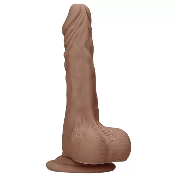RealRock Dong 10" - Lifelike Dildo with Balls (10") - Dark Natural