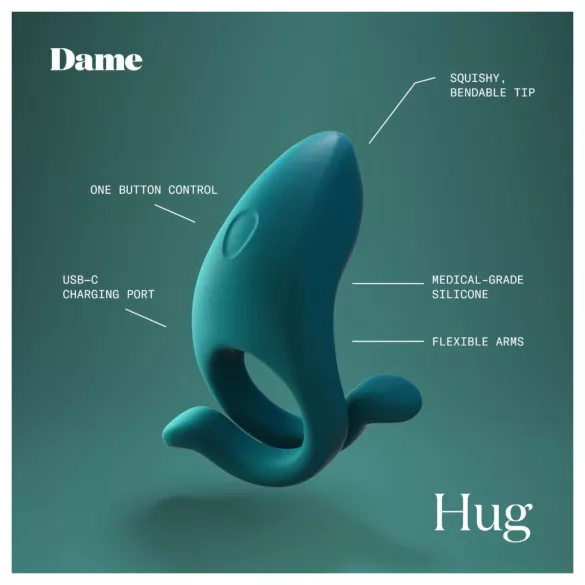 Dame Hug - Adjustable Vibrating Penis Ring (Green)