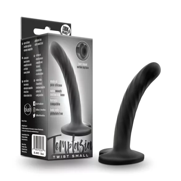 Temptasia Twist Small - suction cup, twisted dildo (black)