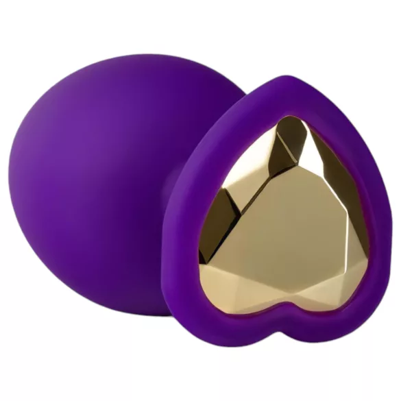 Temptasia S - Gold Jeweled Heart Anal Plug (Purple) - Small