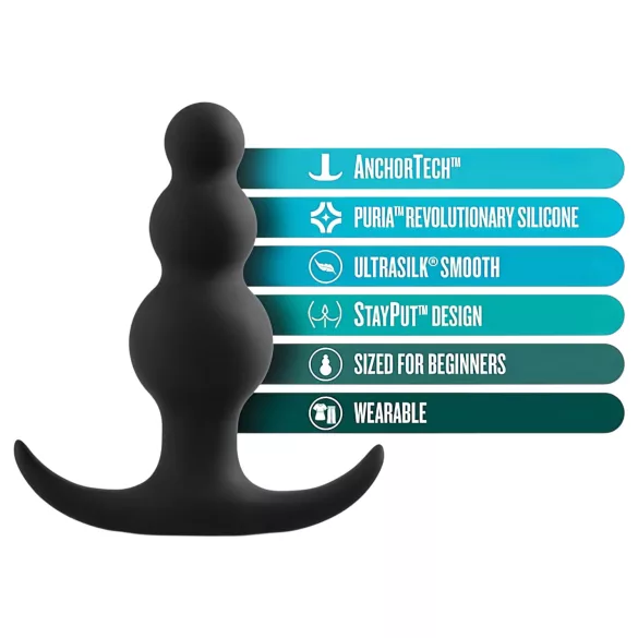 Anal Adventures Platinum - Beaded Anal Plug (Black)