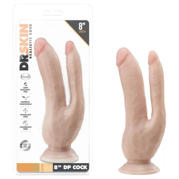 Dr. Skin 8 - Suction Cup Double Dildo (Natural)