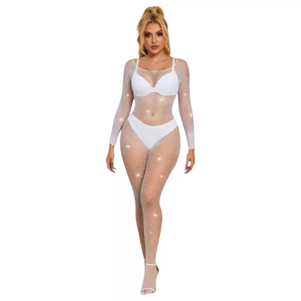 Subblime 952396 - glittering rhinestone jumpsuit (white) - S-L