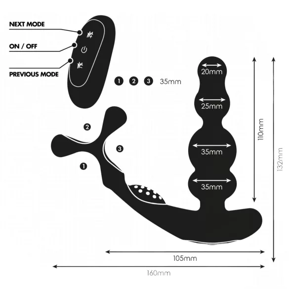 Addicted Toys - Rotating Head Anal Vibrator with Cock Ring (Black)