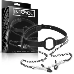 INTOYOU - Mouth Gag with Nipple Clamps (Black)