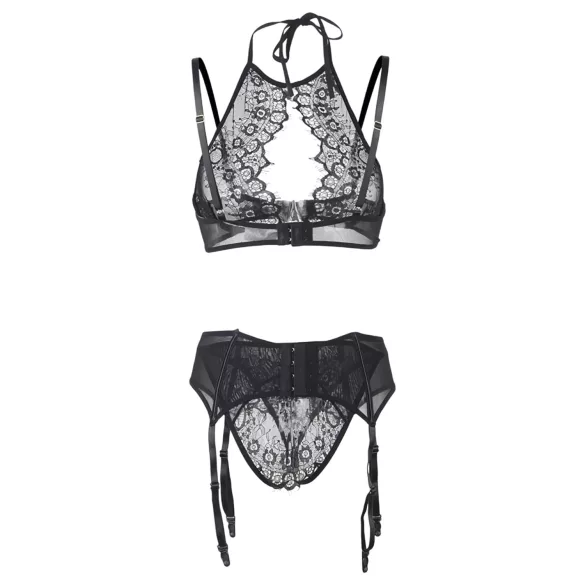 Adalet Evelyn - 3-Piece Lace Lingerie Set (Black)