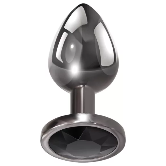 Evolved Black Gem - metal anal plug set with black gemstone (silver)