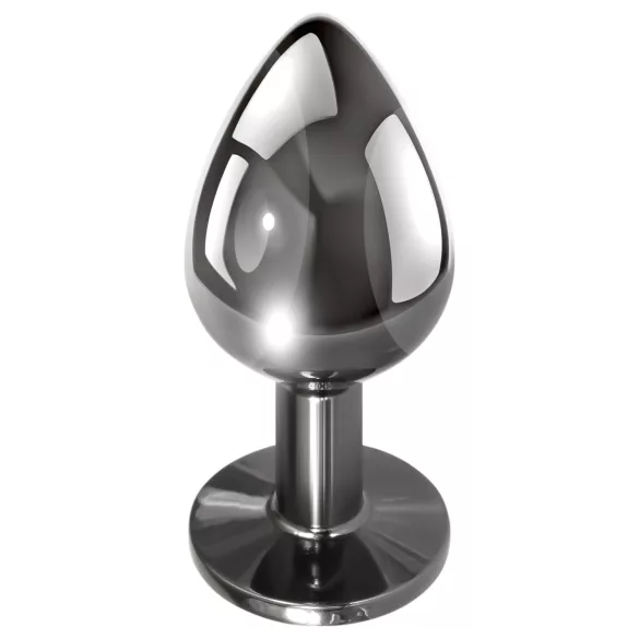 Evolved Black Gem - metal anal plug set with black gemstone (silver)