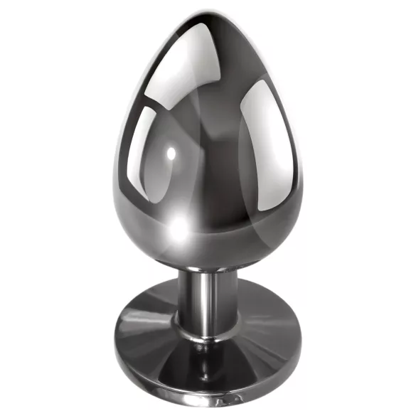 Evolved Black Gem - metal anal plug set with black gemstone (silver)