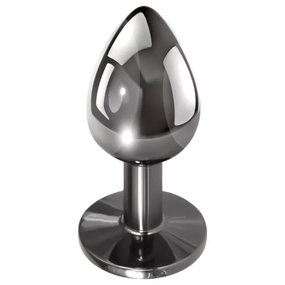 Evolved Black Gem - metal anal plug set with black gemstone (silver)