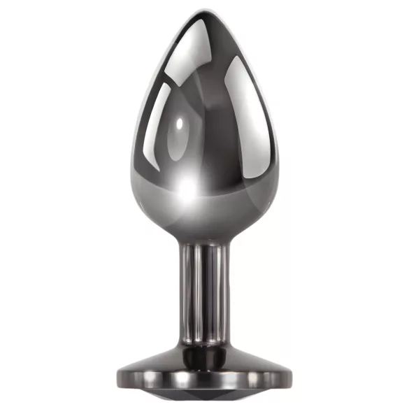 Evolved Black Gem - metal anal plug set with black gemstone (silver)