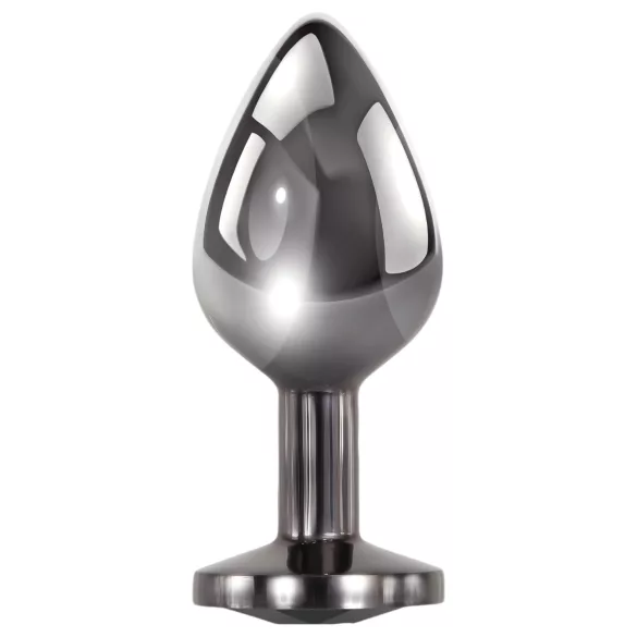 Evolved Black Gem - metal anal plug set with black gemstone (silver)