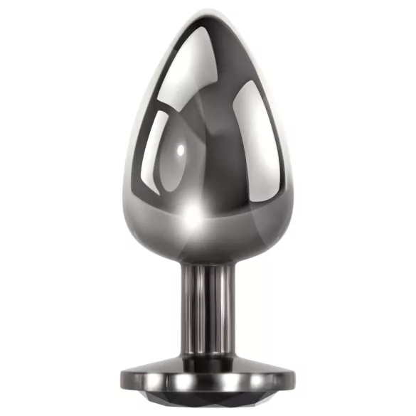 Evolved Black Gem - metal anal plug set with black gemstone (silver)