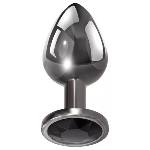 Evolved Black Gem - metal anal plug set with black gemstone (silver)