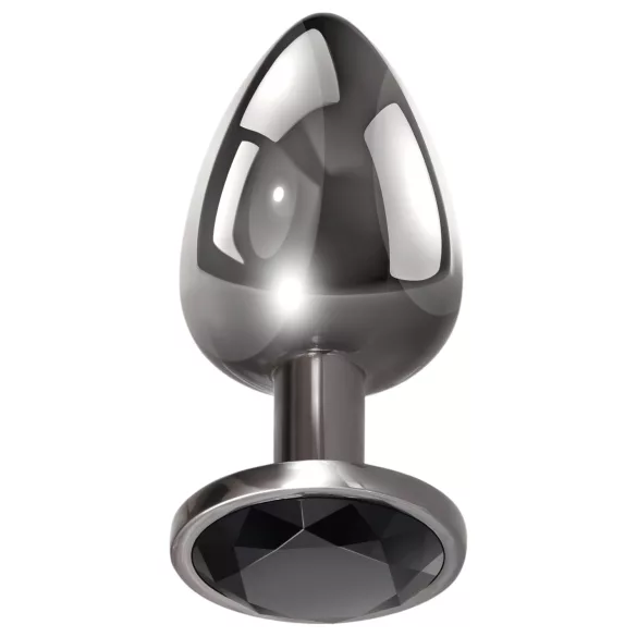 Evolved Black Gem - metal anal plug set with black gemstone (silver)
