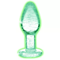   Booty Sparks Glow-in-the-Dark Glass Anal Plug (Clear) - Size S