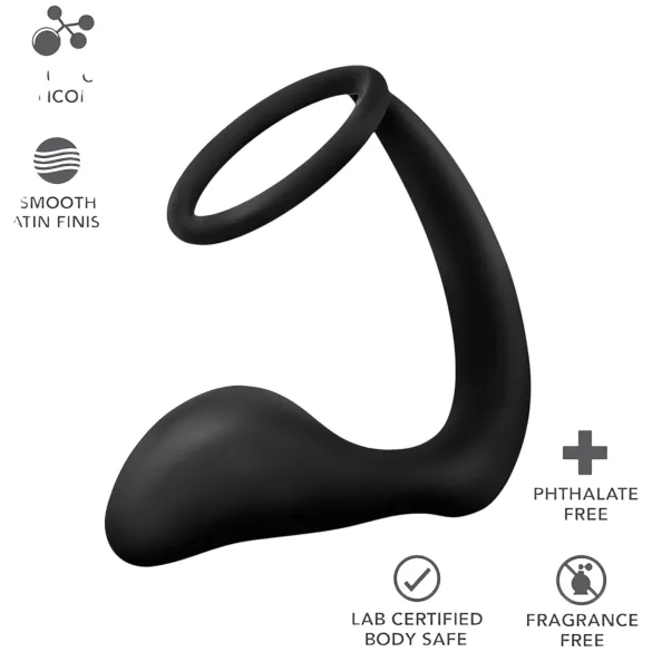 Anal Adventures Platinum - Anal Dildo with Penis Ring (Black)