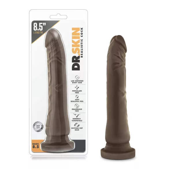 Dr. Skin 8.5 - lifelike dildo with suction cup (brown, 20.5 cm)