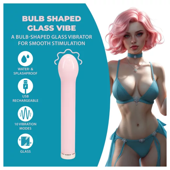 Loveline - glass vibrator with rounded head (pink)