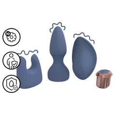 Loveline - interchangeable‑head vibrator set (blue‑grey)