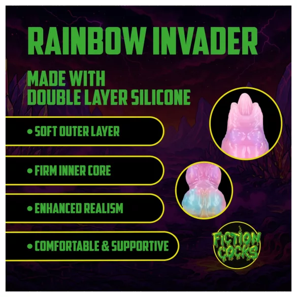 Ouch! Rainbow Invader - silicone fantasy dildo (rainbow)