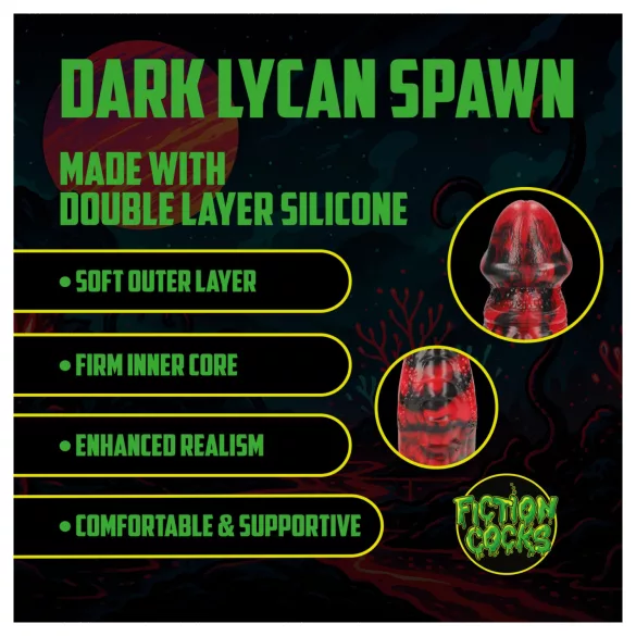 Ouch! Dark Lycan Spawn - silicone fantasy dildo (red-black)