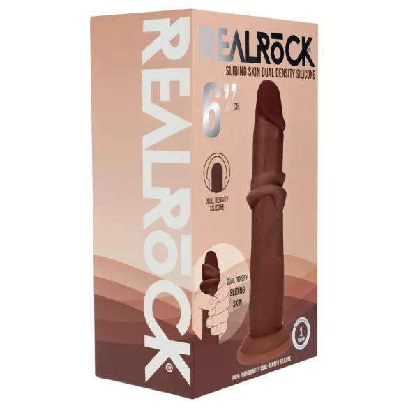 RealRock - double-density realistic dildo (brown) - 15.5 cm