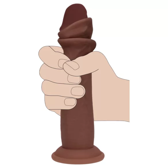 RealRock - double-density realistic dildo (brown) - 15.5 cm