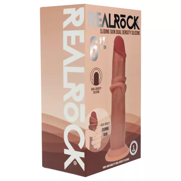 RealRock - double-density realistic dildo (tanned) - 15.5 cm