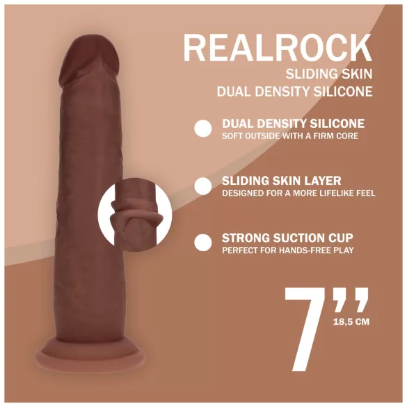 RealRock - double-density realistic dildo (brown) - 18.5 cm