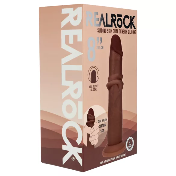 RealRock - dual-density realistic dildo (brown) - 20.5 cm